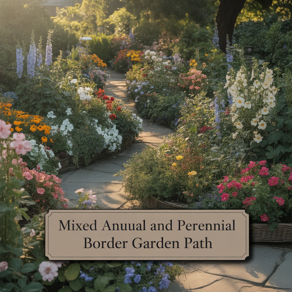 Mixed Annual and Perennial Border Garden Path