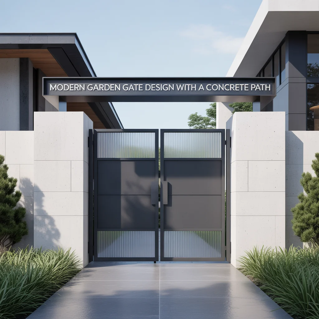 Modern Garden Gate Design With a Concrete Path