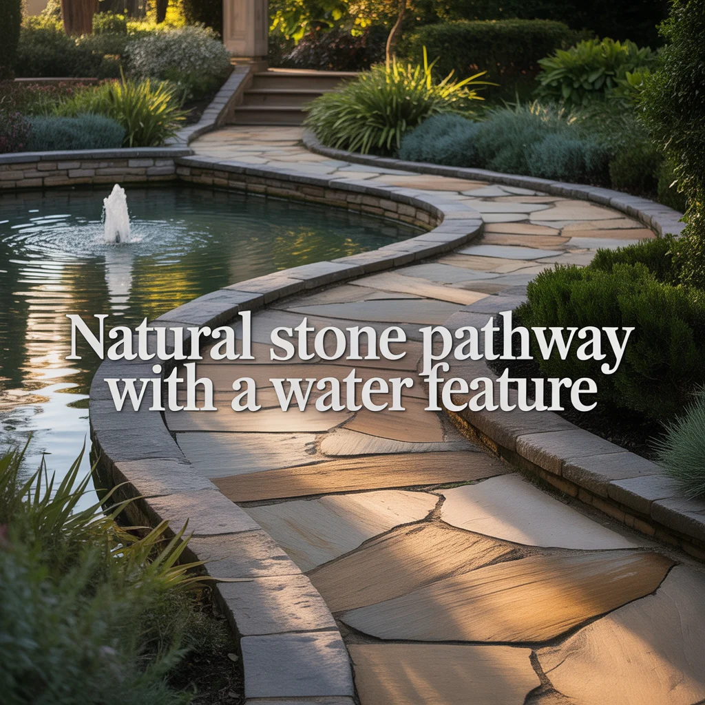 Natural Stone Pathway With a Water Feature
