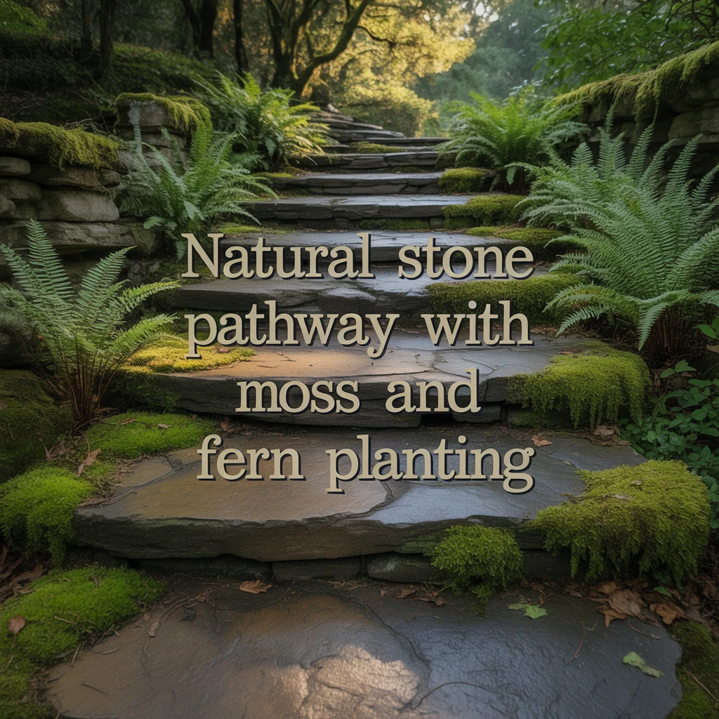 Natural Stone Pathway With Moss and Fern Planting