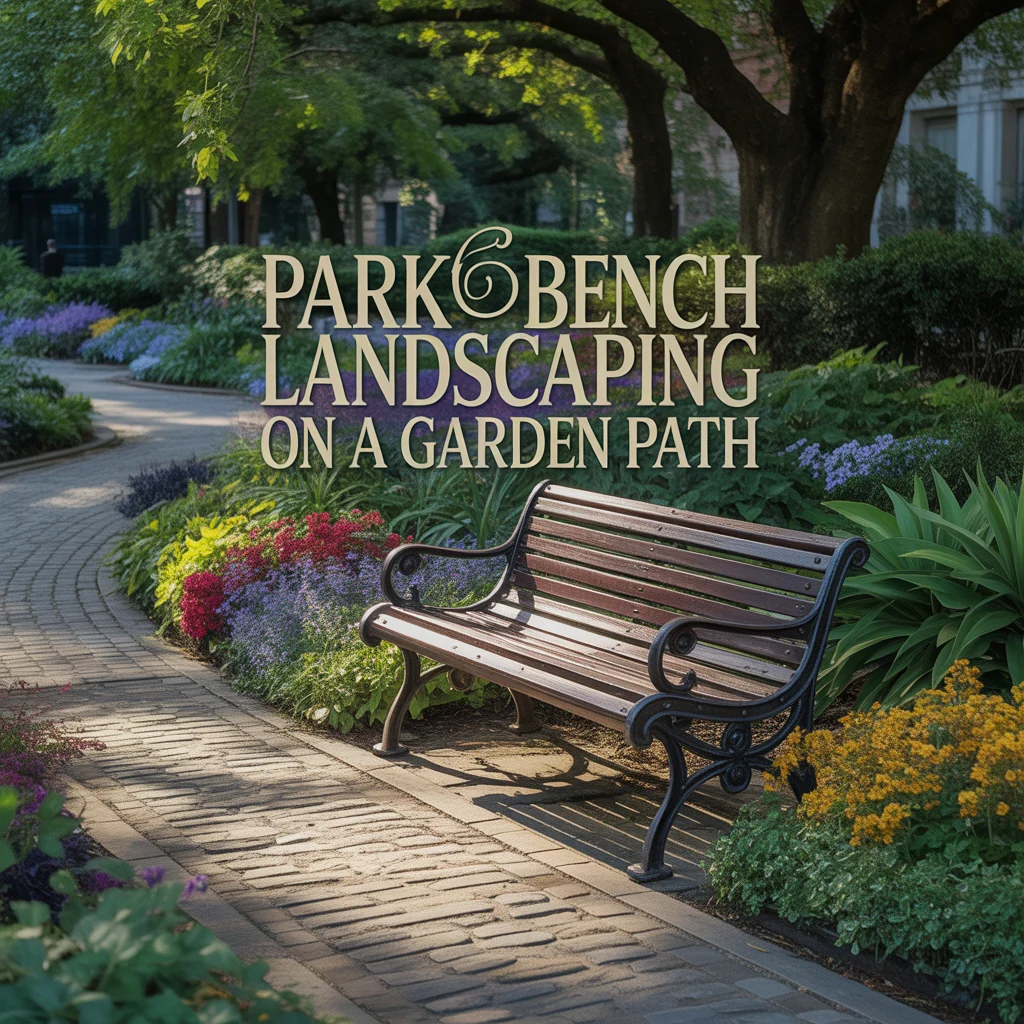 Park Bench Landscaping on a Garden Path
