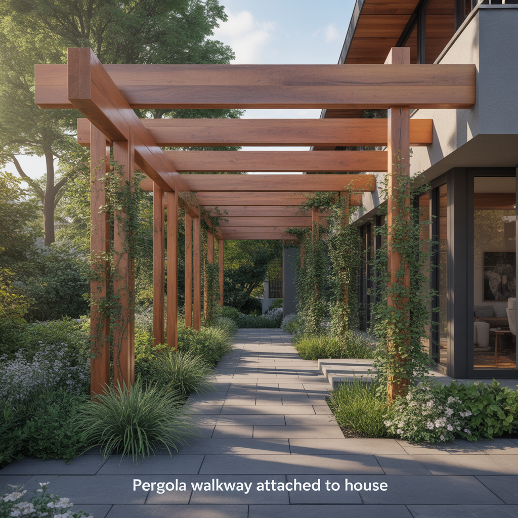 Pergola Walkway Attached to House