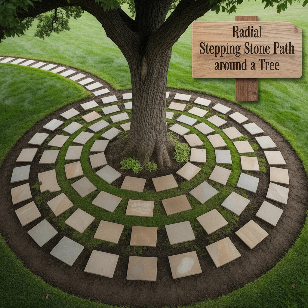 Radial Stepping Stone Path Around a Tree