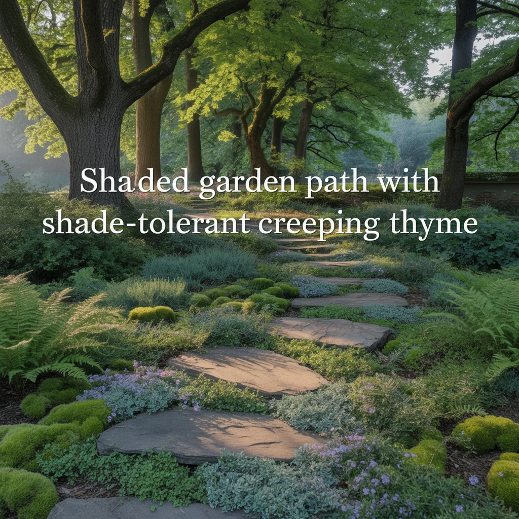 Shaded Garden Path With Shade-Tolerant Creeping Thyme