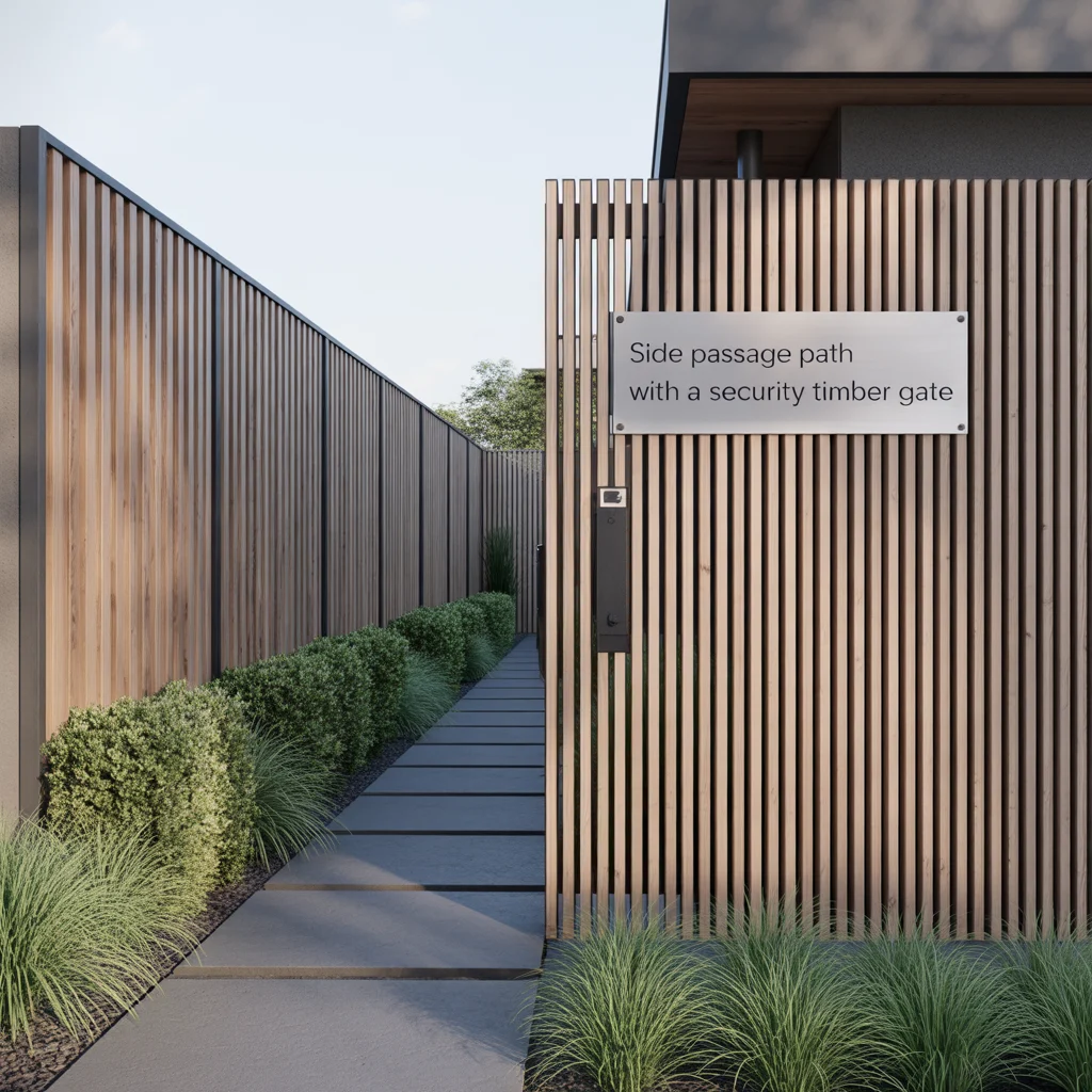Side Passage Path With a Security Timber Gate
