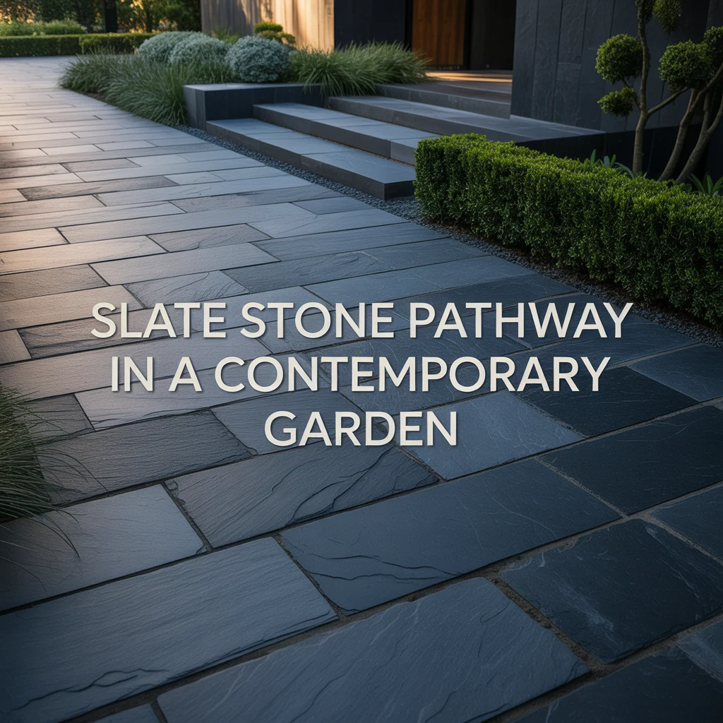 Slate Stone Pathway in a Contemporary Garden
