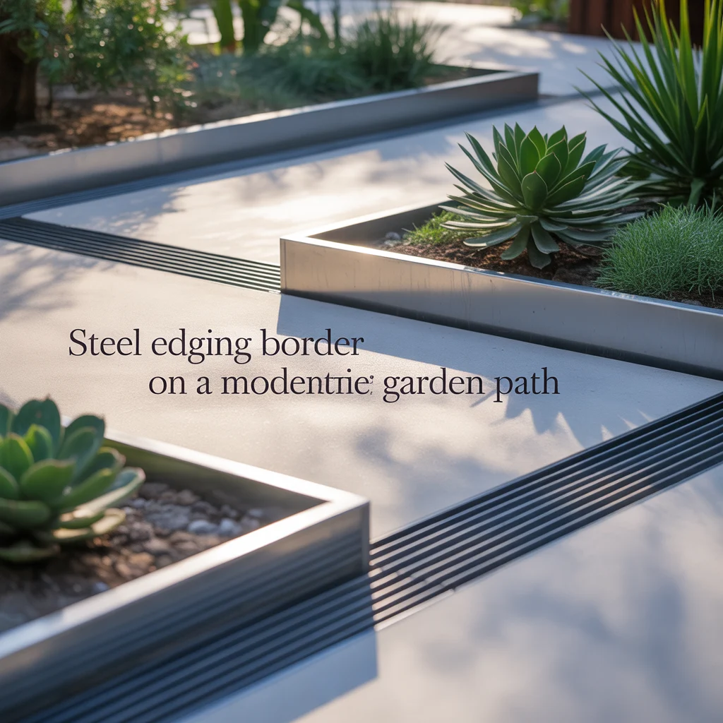 Steel Edging Border on a Modern Garden Path