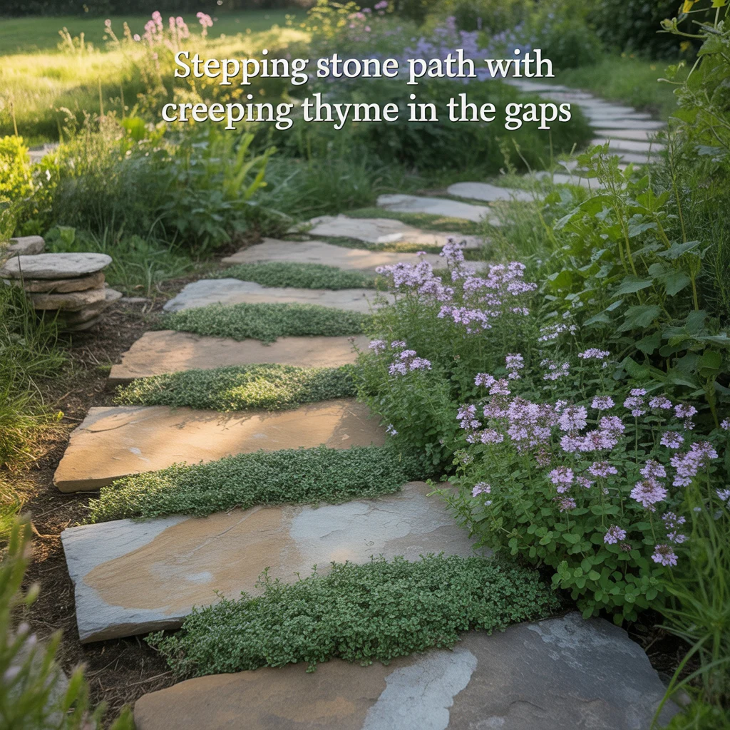 Stepping Stone Path With Creeping Thyme in the Gaps