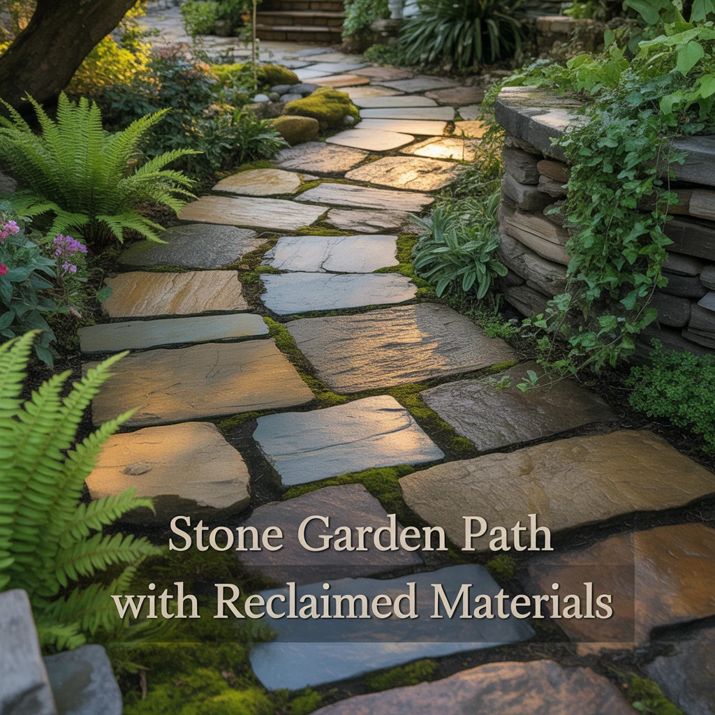 Stone Garden Path With Reclaimed Materials