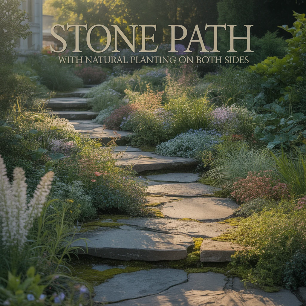 Stone Path With Natural Planting on Both Sides