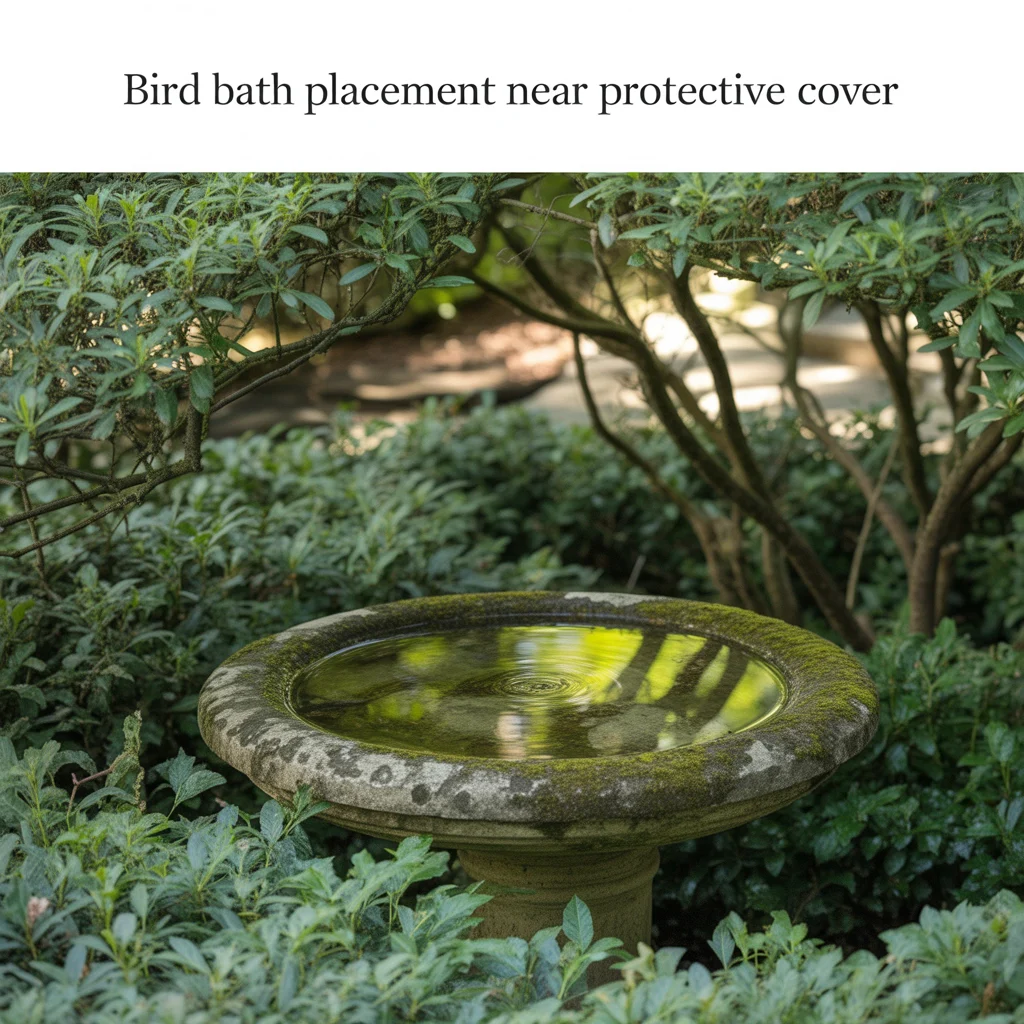 Bird Bath Placement Near Protective Cover