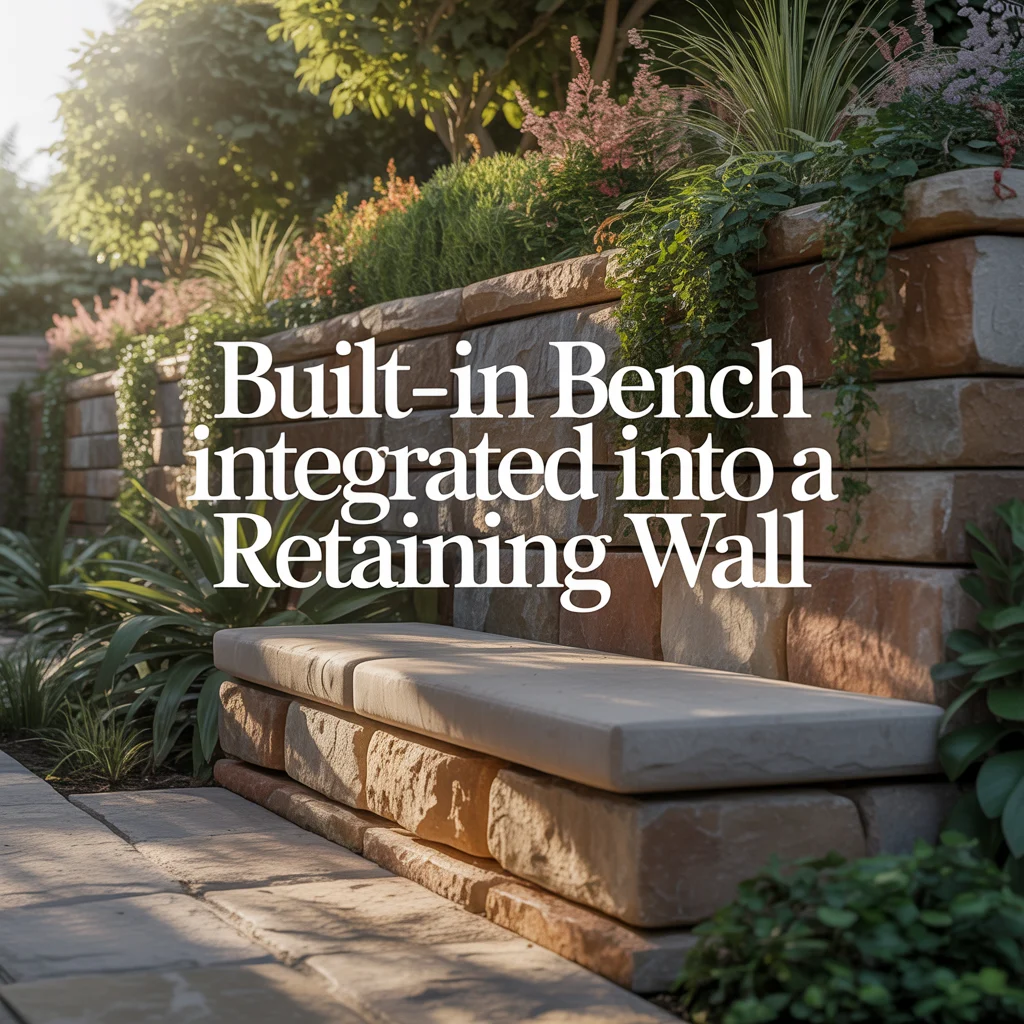 Built-In Bench Integrated Into a Retaining Wall