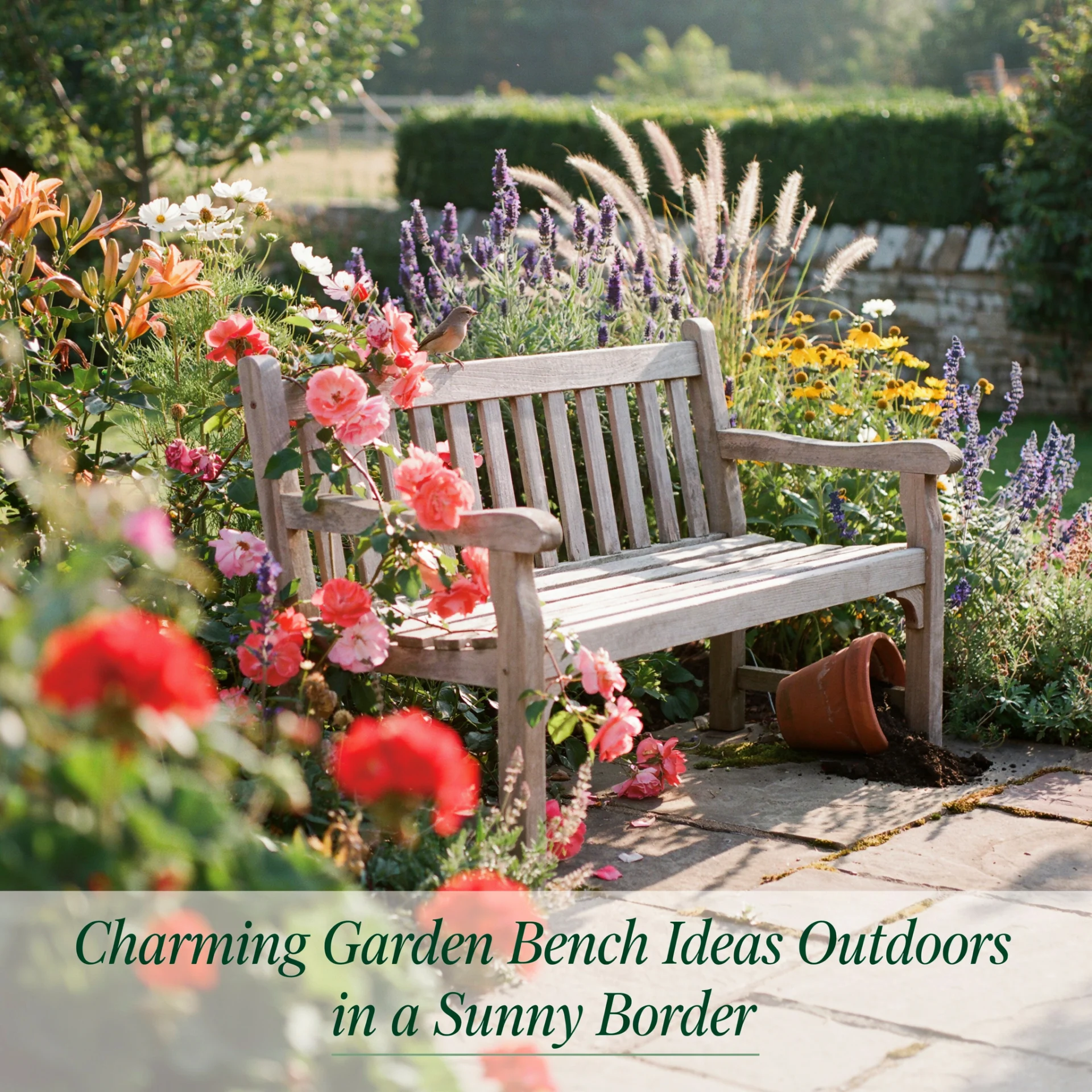 Charming Garden Bench Ideas Outdoors in a Sunny Border