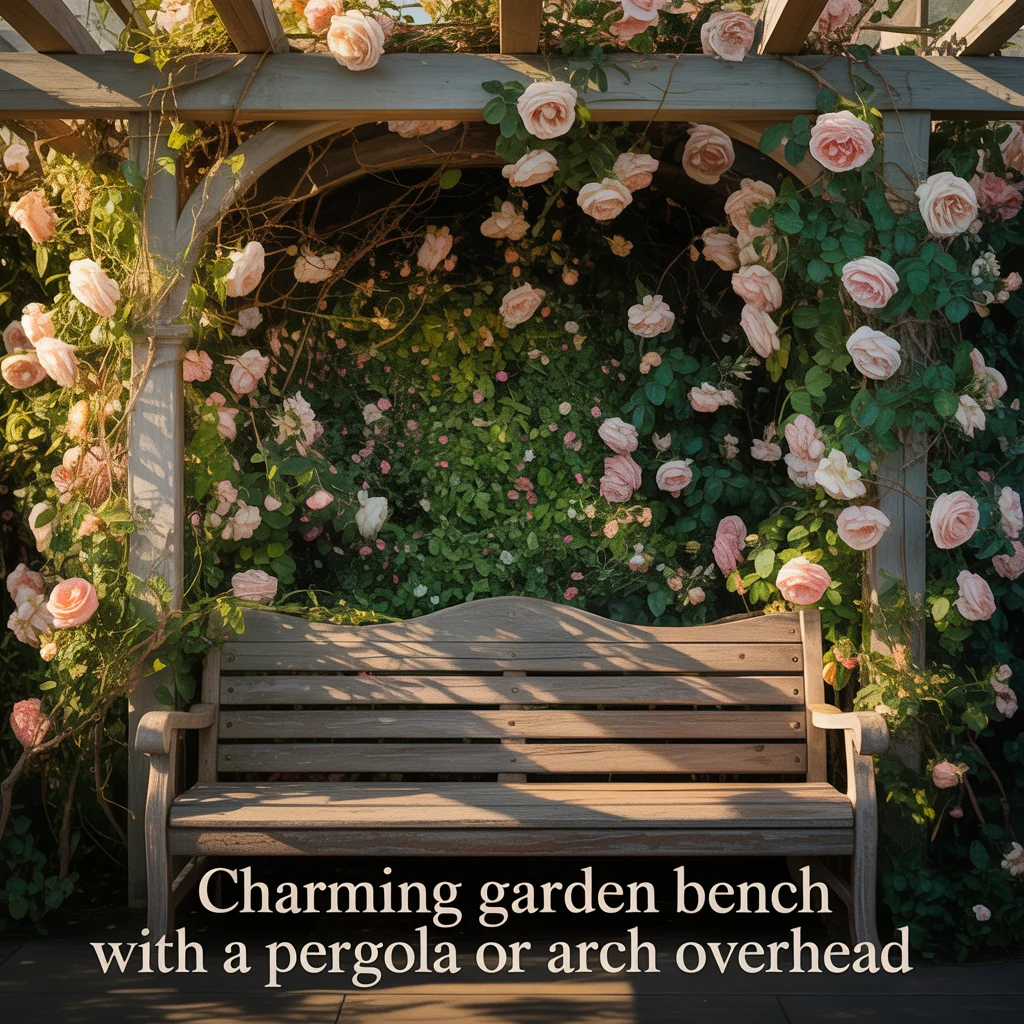 Charming Garden Bench With a Pergola or Arch Overhead