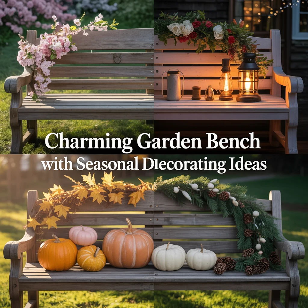 Charming Garden Bench With Seasonal Decorating Ideas