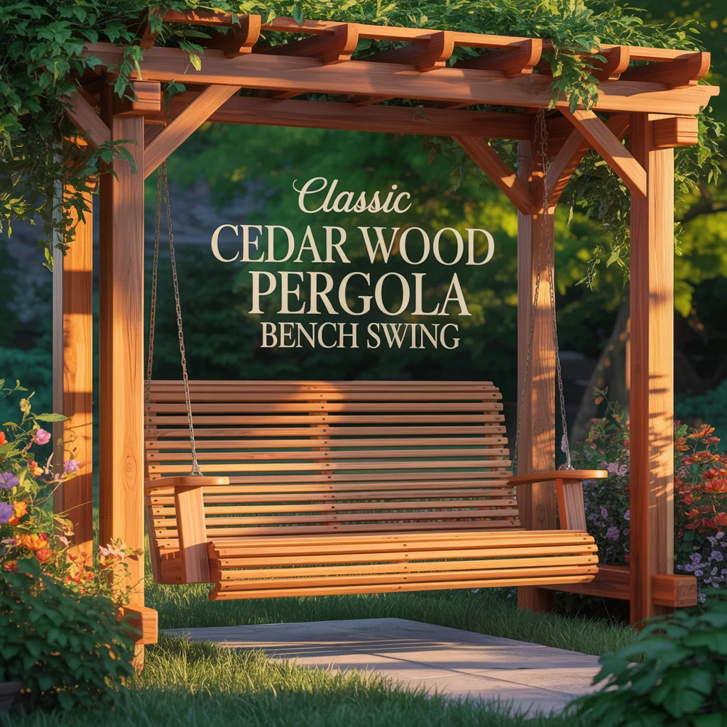 Classic Cedar Wood Pergola Bench Swing
