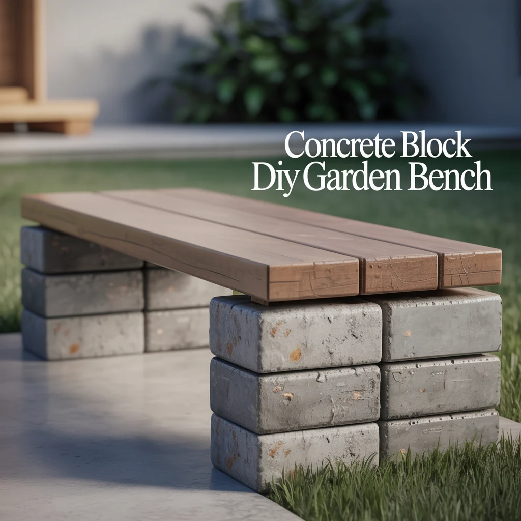 Concrete Block DIY Garden Bench