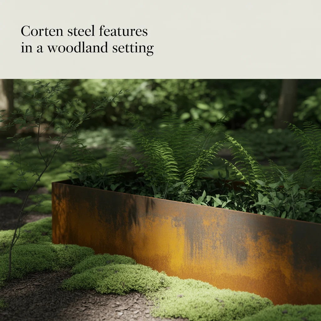 Corten Steel Features in a Woodland Setting