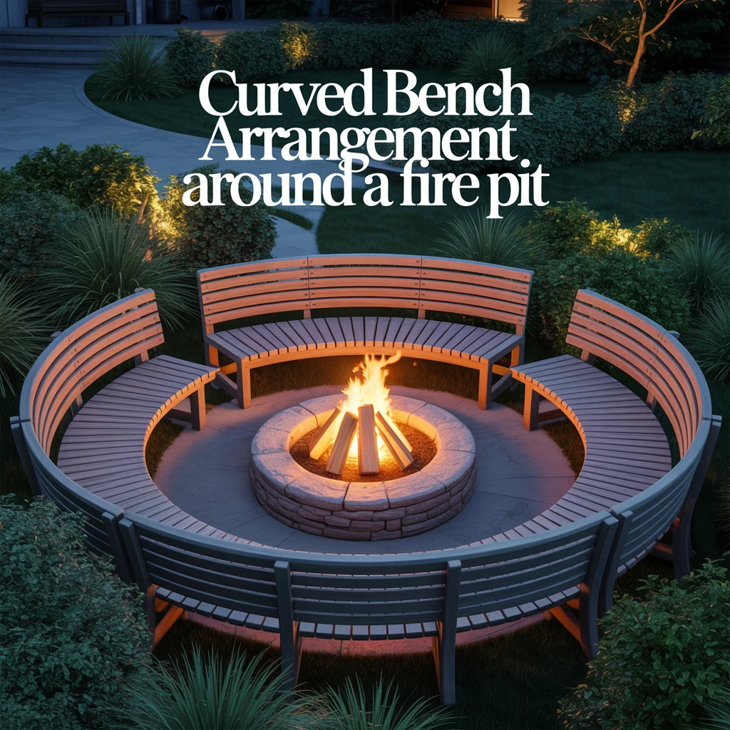 Curved Bench Arrangement Around a Fire Pit