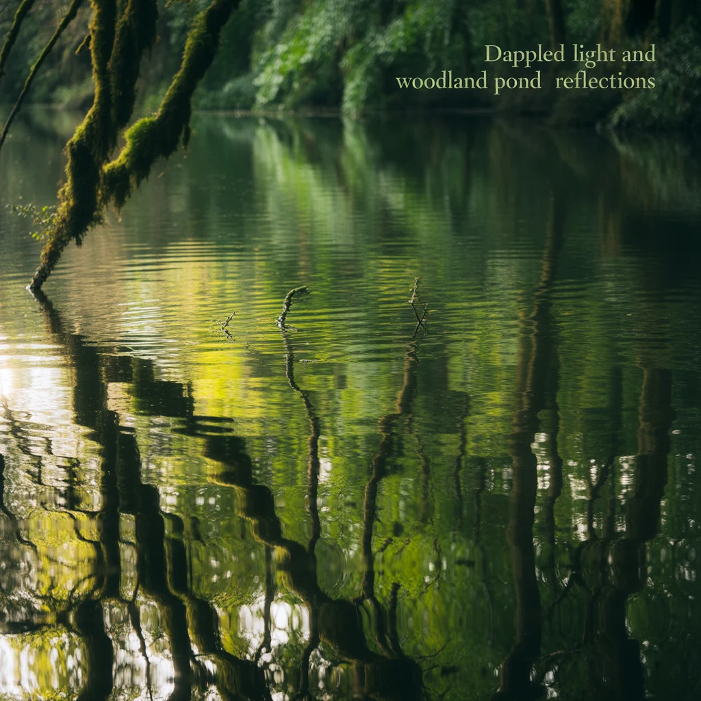 Dappled Light and Woodland Pond Reflections