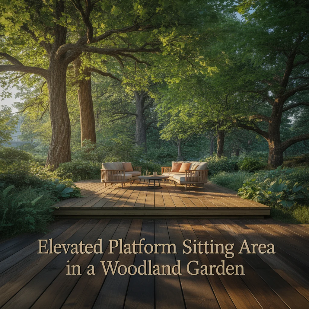 Elevated Platform Sitting Area in a Woodland Garden