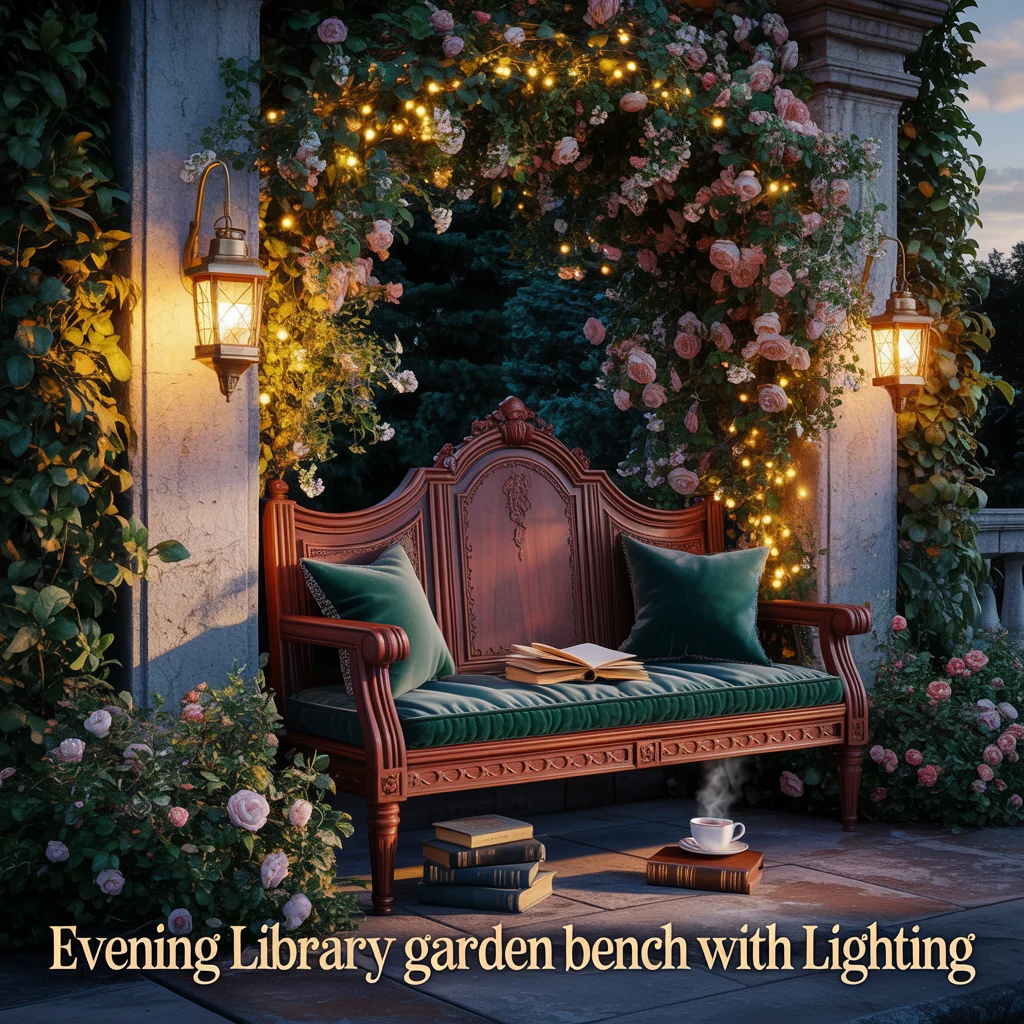 Evening Library Garden Bench With Lighting