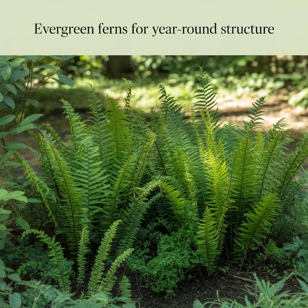Evergreen Ferns for Year-Round Structure