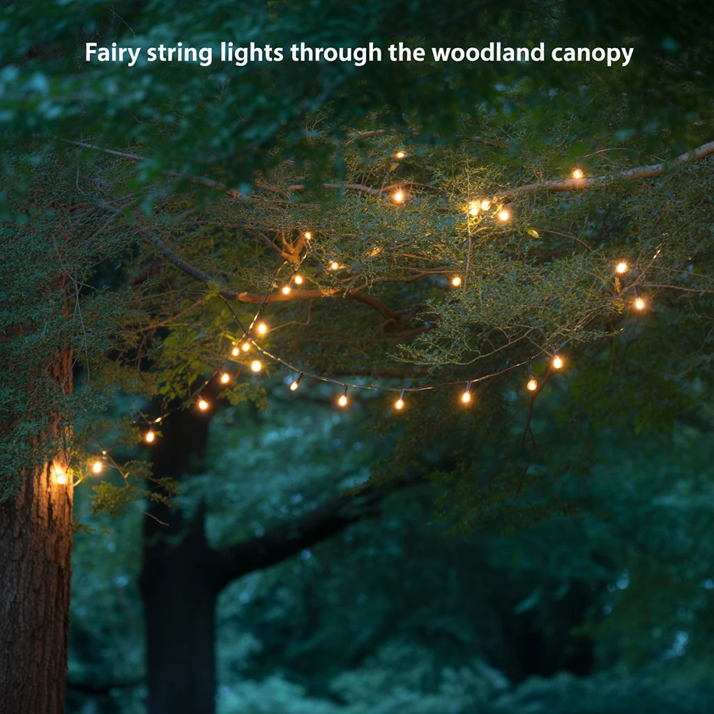 Fairy String Lights Through the Woodland Canopy