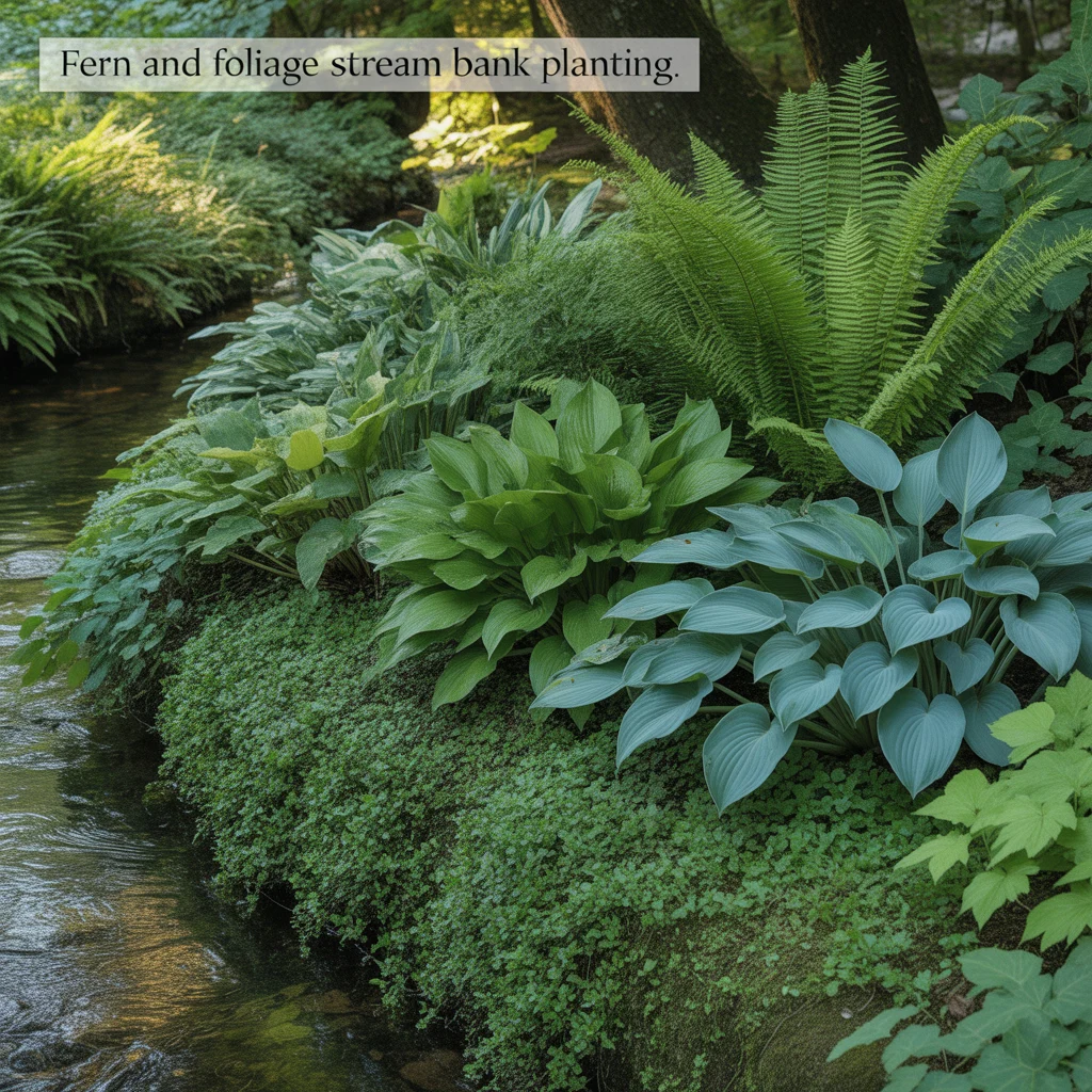 Fern and Foliage Stream Bank Planting