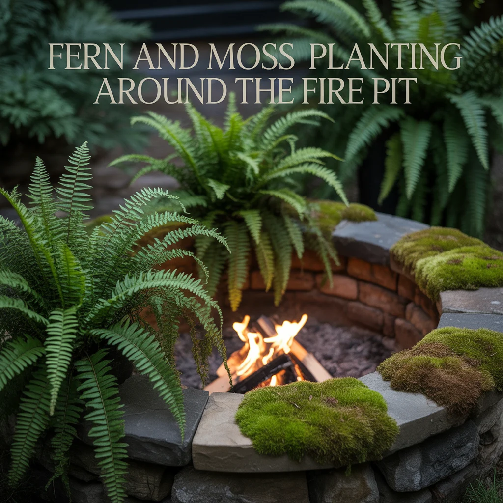 Fern and Moss Planting Around the Fire Pit