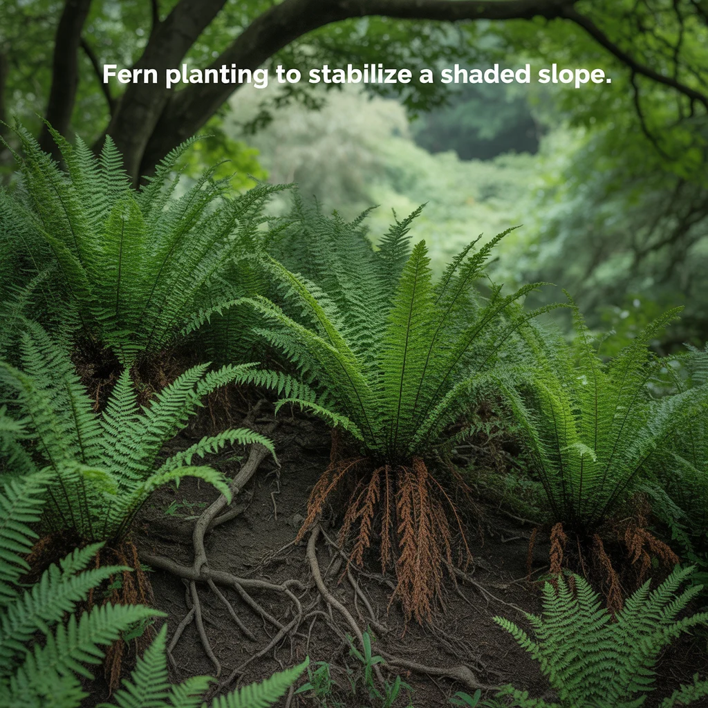 Fern Planting to Stabilize a Shaded Slope