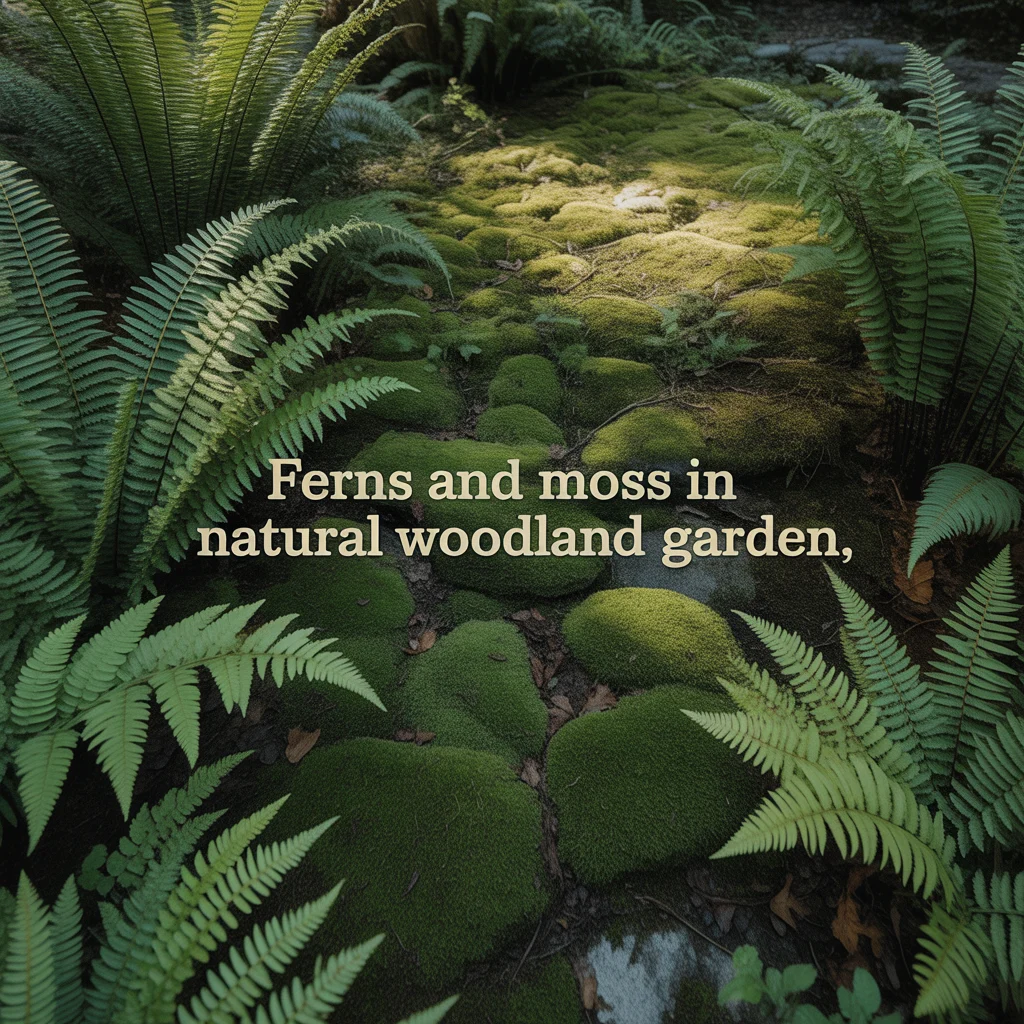 Ferns and Moss in a Natural Woodland Garden