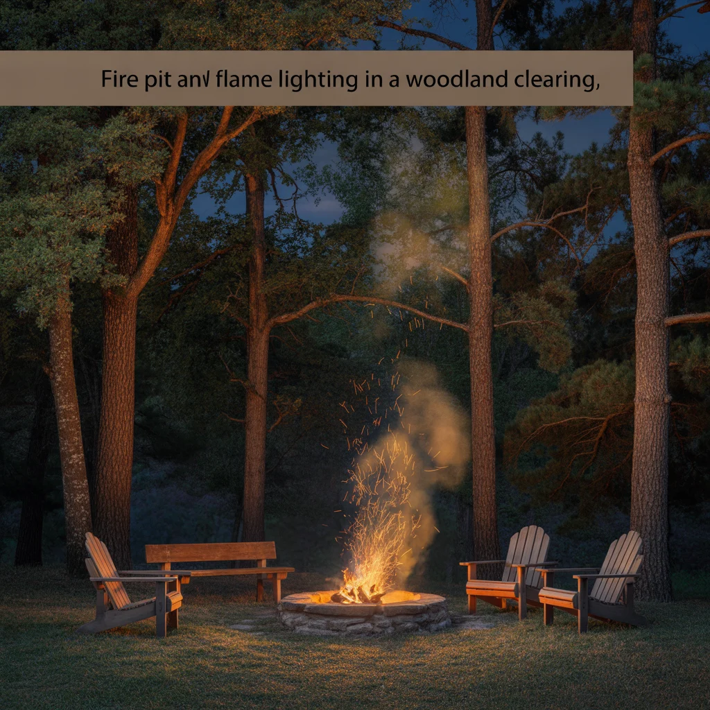 Fire Pit and Flame Lighting in a Woodland Clearing