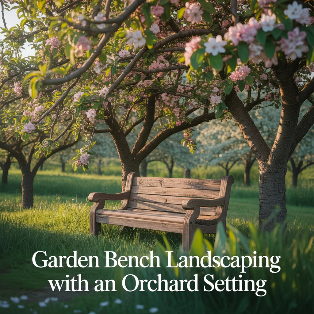 Garden Bench Landscaping With an Orchard Setting