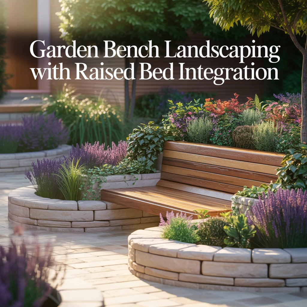 Garden Bench Landscaping With Raised Bed Integration