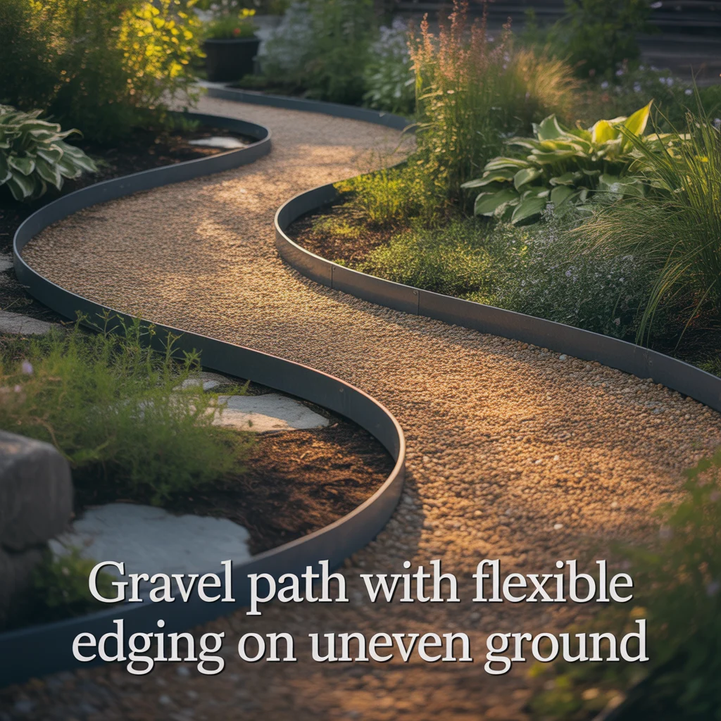 Gravel Path With Flexible Edging on Uneven Ground