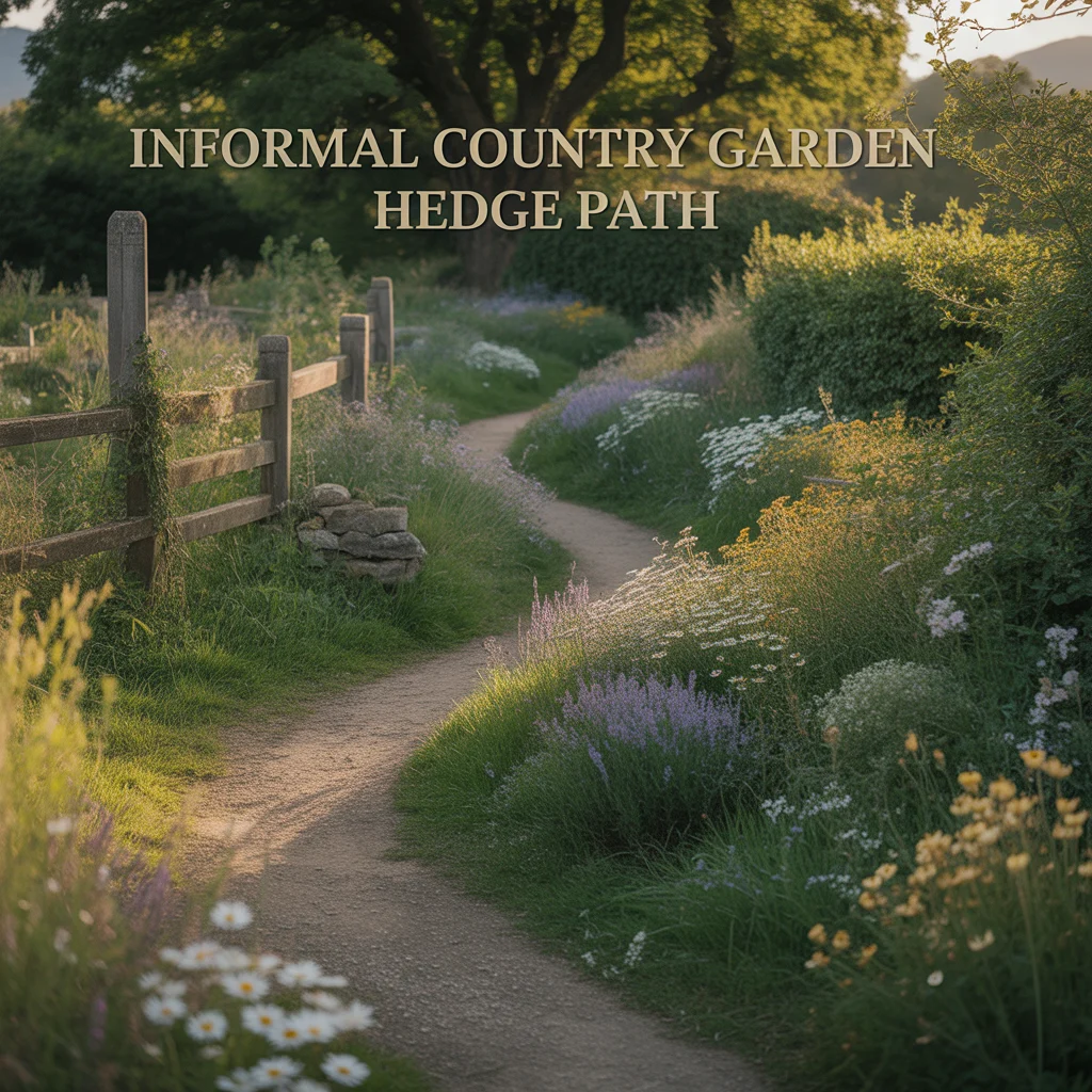 Informal Country Garden Hedge Path