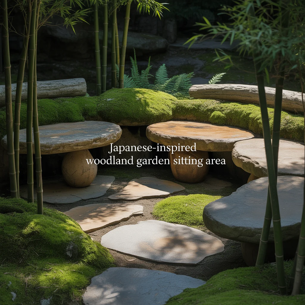 Japanese-Inspired Woodland Garden Sitting Area