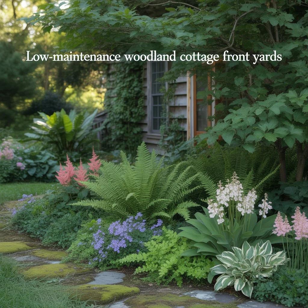 Low-Maintenance Woodland Cottage Front Yards