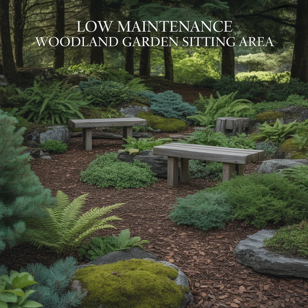 Low Maintenance Woodland Garden Sitting Area