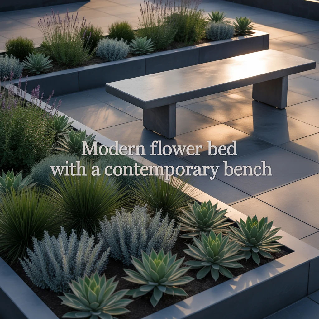 Modern Flower Bed With a Contemporary Bench