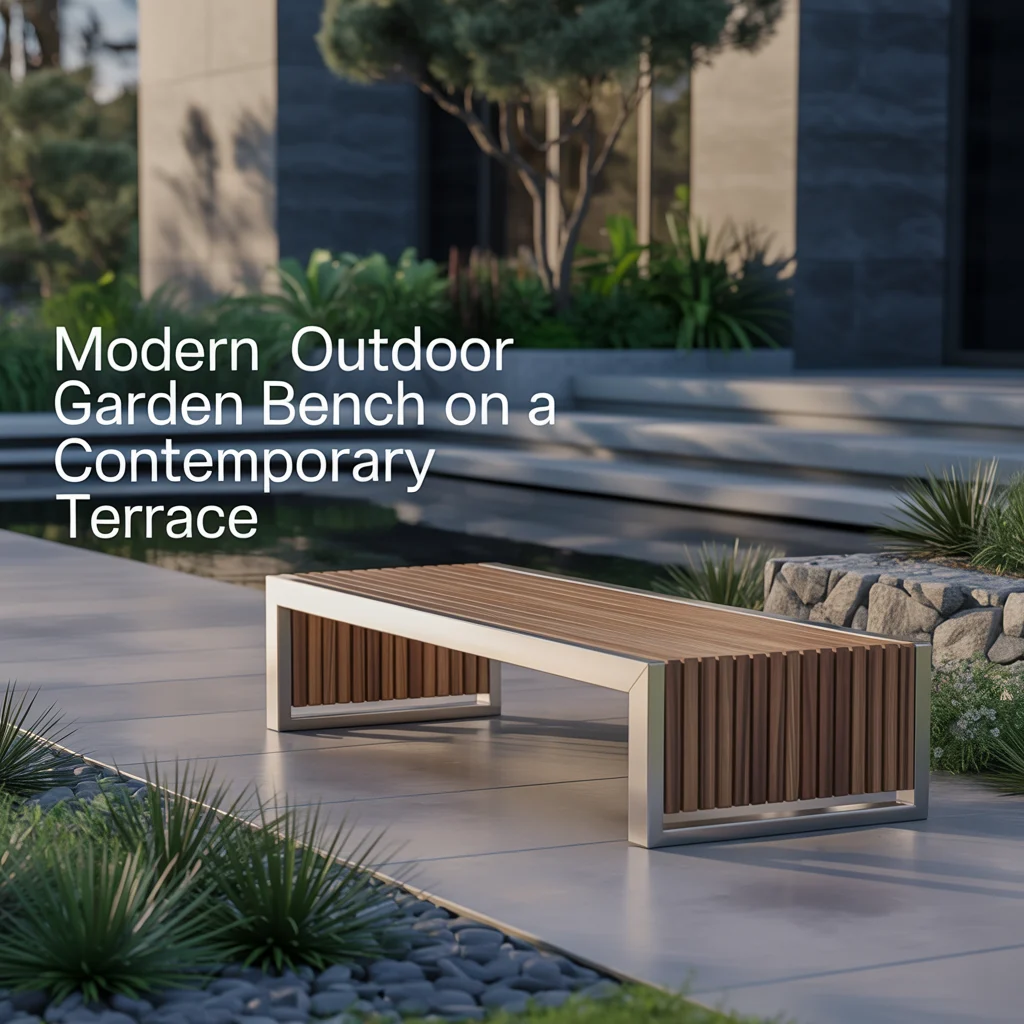 Modern Outdoor Garden Bench on a Contemporary Terrace