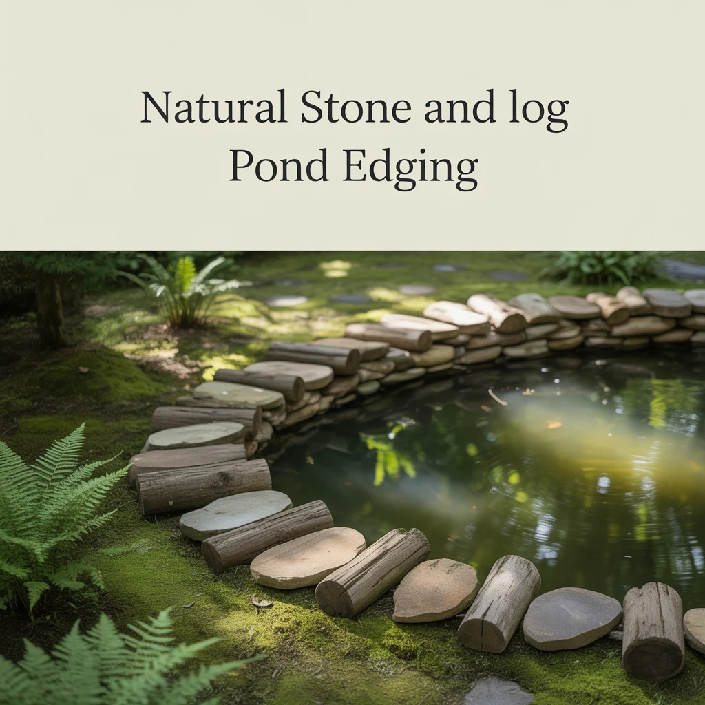 Natural Stone and Log Pond Edging