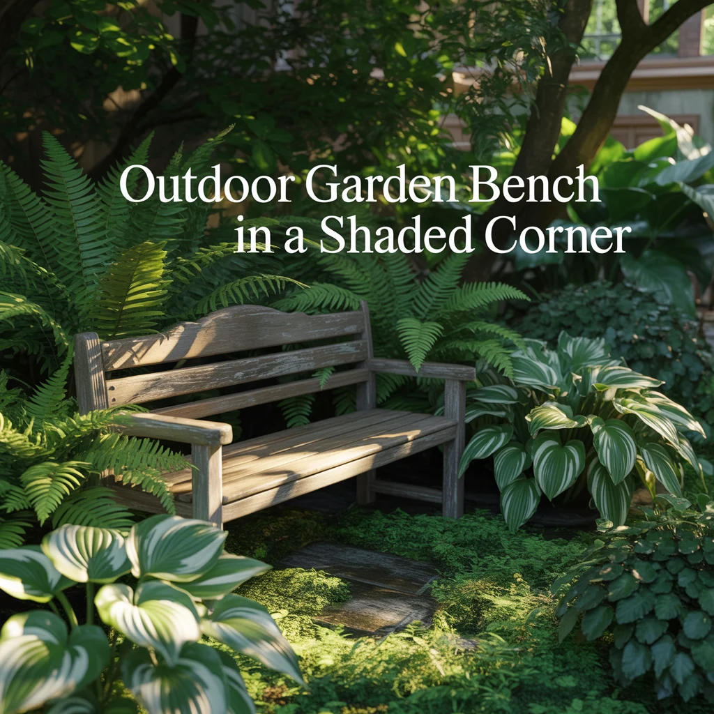 Outdoor Garden Bench in a Shaded Corner