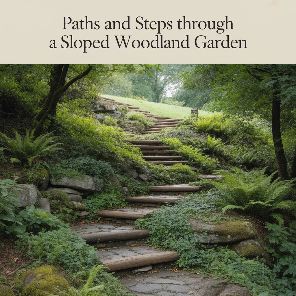 Paths and Steps Through a Sloped Woodland Garden
