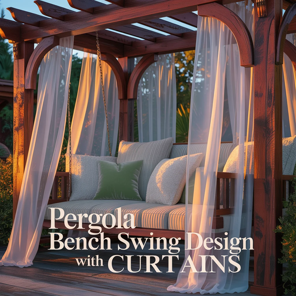 Pergola Bench Swing Design With Curtains