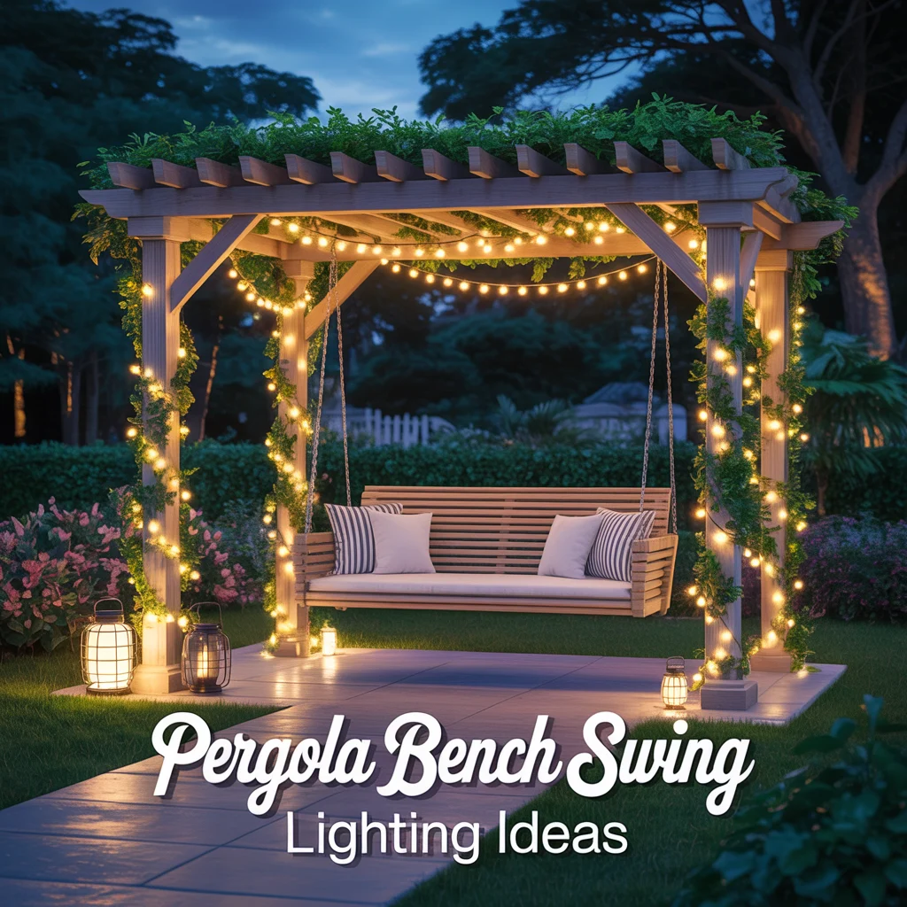 Pergola Bench Swing Lighting Ideas