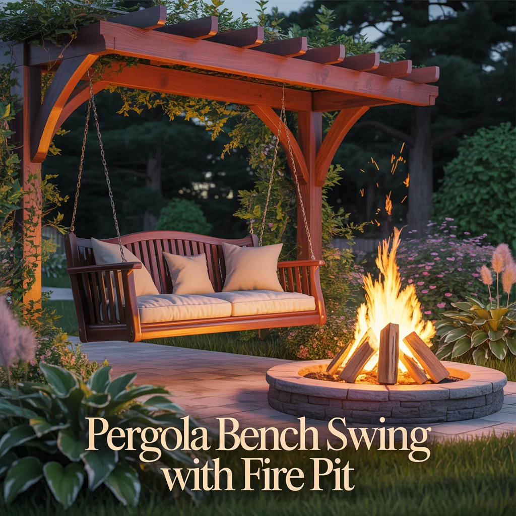 Pergola Bench Swing With Fire Pit