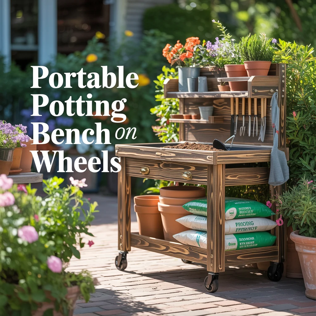 Portable Potting Bench on Wheels