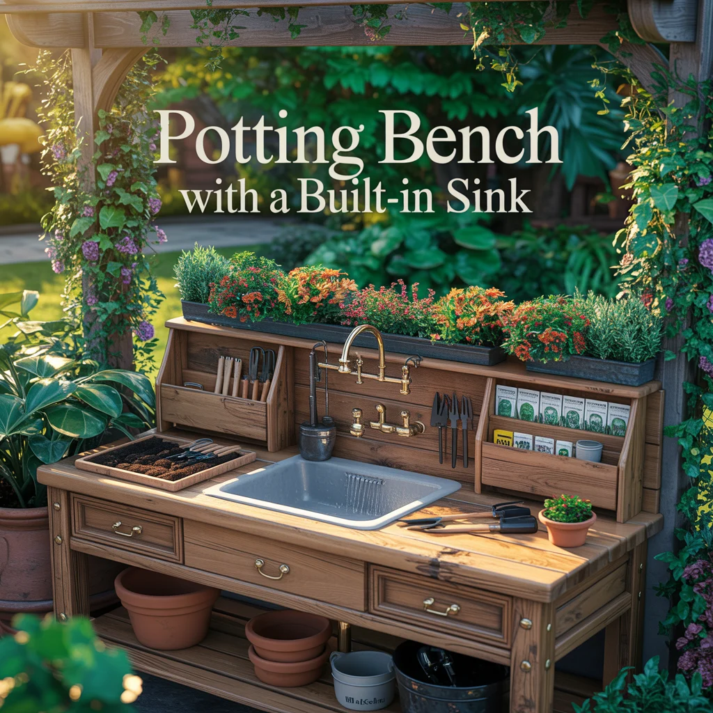 Potting Bench With a Built-In Sink